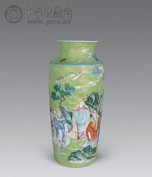 清道光 粉彩三顾茅庐瓶