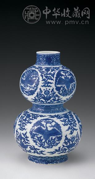 清光绪 青花团凤葫芦瓶