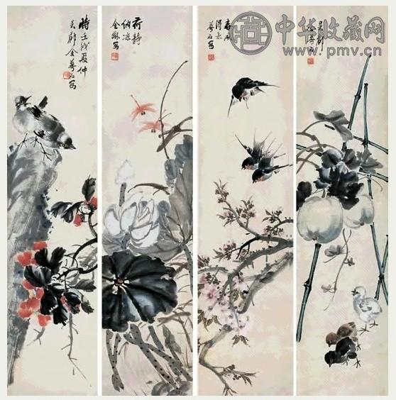 金梦石 1922年作 花鸟 立轴 设色纸本