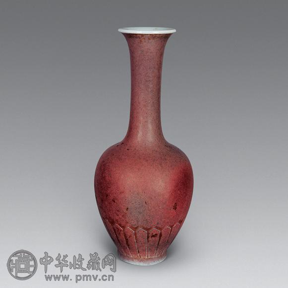 清光绪 豇豆红菊瓣瓶