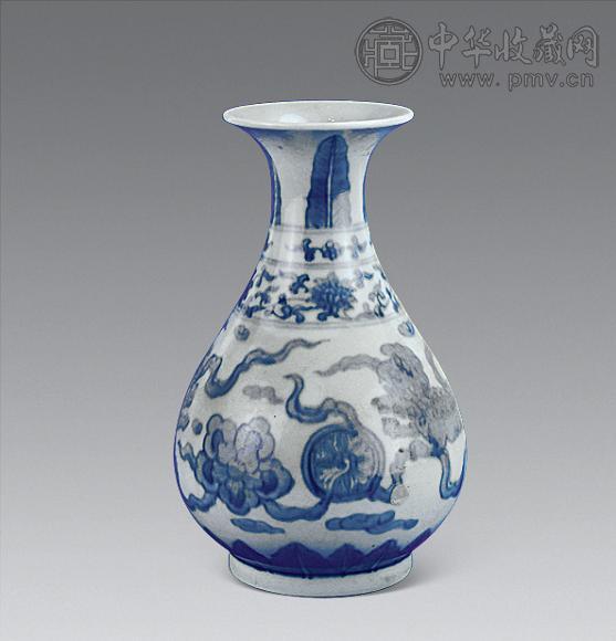 清 青花狮纹玉壶春瓶