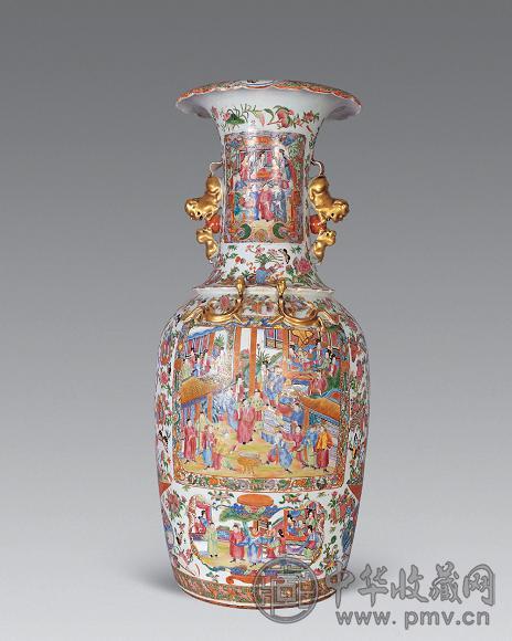 清中期 广彩仕女人物大瓶