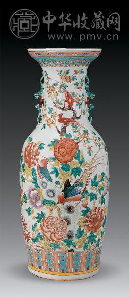 清同治 粉彩花鸟大瓶