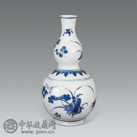 明崇祯 青花折枝花纹葫芦瓶