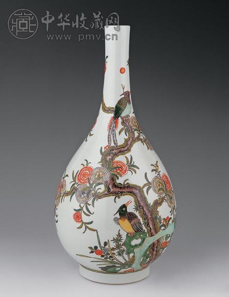 民国 粉彩花鸟吊胆瓶