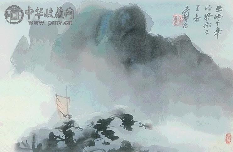 近现代 张大千 巫峡风帆 镜心