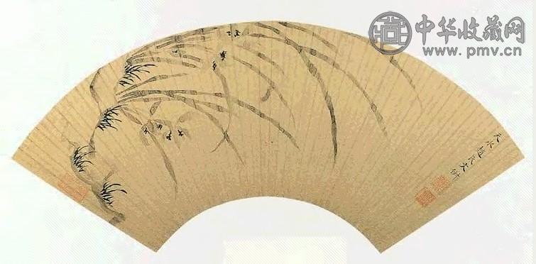 明 文俶 兰花 扇面