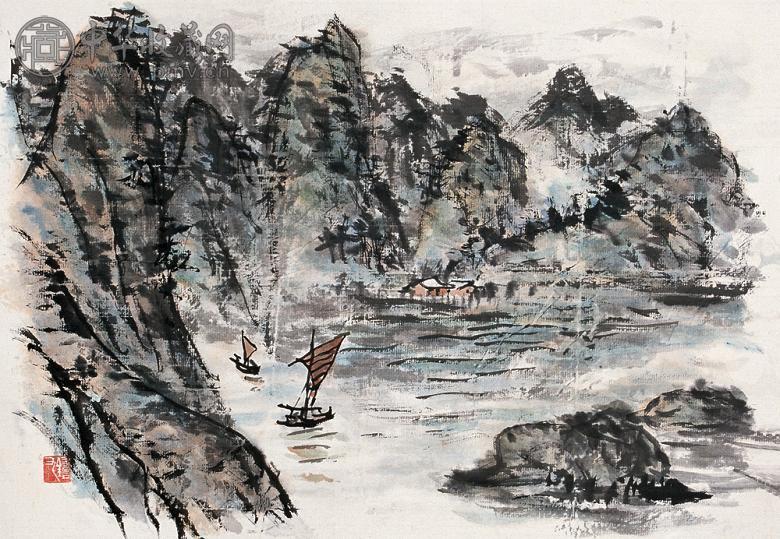 钱鼎 山水 镜心 设色纸本