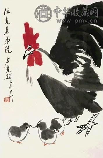 卢光照 雄鸡图 轴 设色纸本