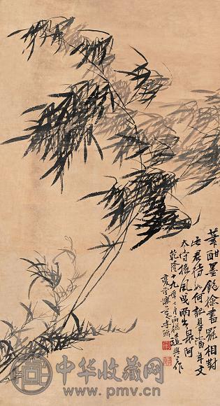 李鱓 1755年作 风竹高节 立轴 水墨纸本