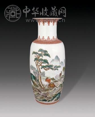 近代 粉彩八骏大瓶
