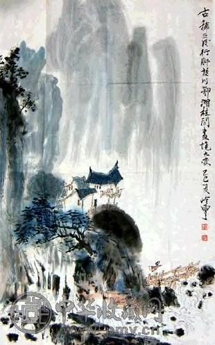 秦岭云 山水 镜心 设色纸本