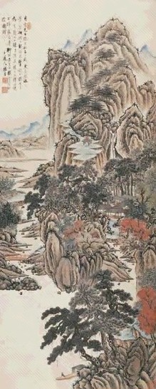 张崟 1828年作 云壑松荫 立轴 设色纸本