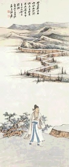 近现代 张大千 临江春兴 轴