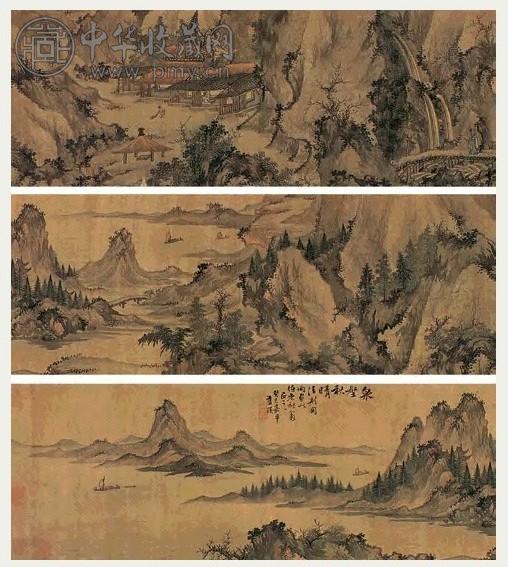 蓝瑛 1653年 泉壑秋晴图 手卷 设色绢本