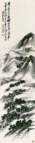 吴昌硕 1913年作 夏山流云 立轴 水墨纸本