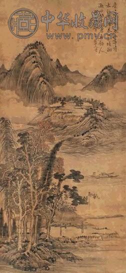 黎简(款) 1793年作 春江垂钓 立轴 设色绢本