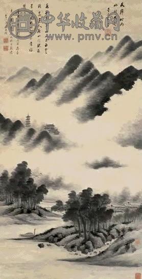 潘思牧 1831年作 云山图 立轴 水墨纸本