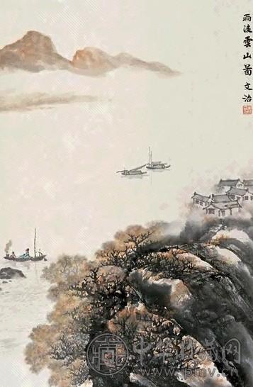 近现代 宋文治 雨后云山图 轴