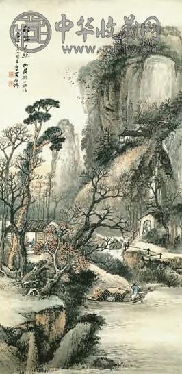 吴石仙 现代 秋林夕照 轴