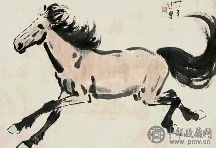 徐悲鸿 1939年作 奔马图 立轴 设色纸本