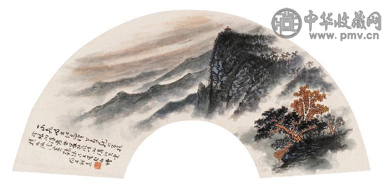 杨石朗 毛主席诗意图 扇面 设色纸本