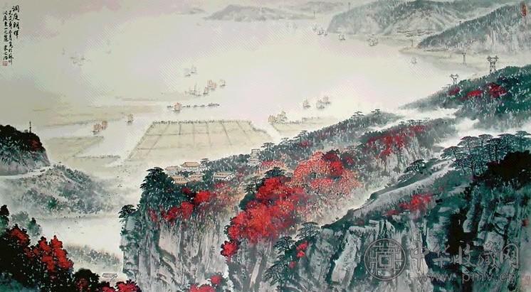 宋文治 洞庭朝晖 横幅 设色纸本