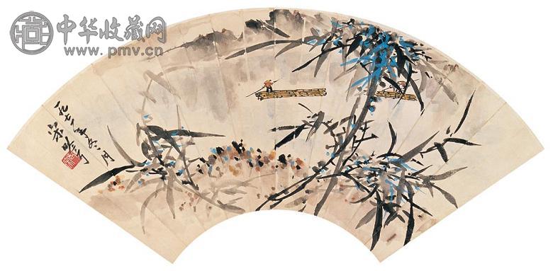 宋吟可 竹乡放筏 镜心 设色纸本