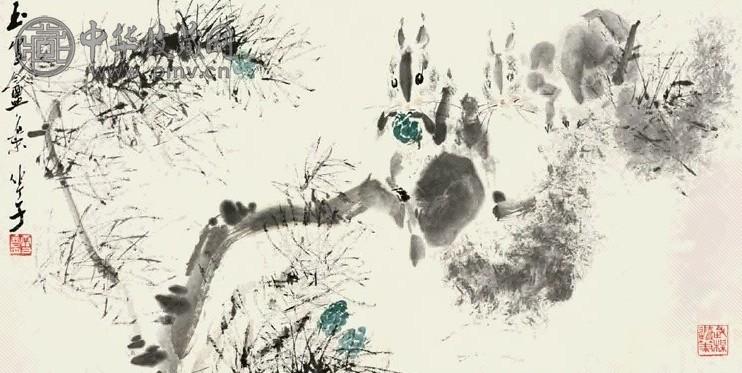 颜梅华 松鼠 镜心 设色纸本