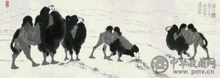 吴作人 1986年作 大漠驼铃图 镜心 水墨纸本