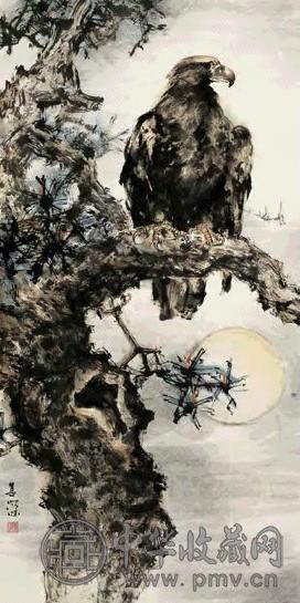 杨善深 松鹰 镜心 设色纸本