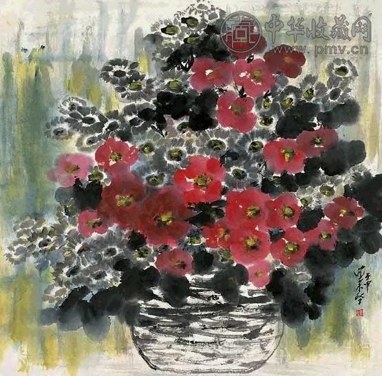 沉柔坚 壬申(1992年作) 花卉 镜心 设色纸本