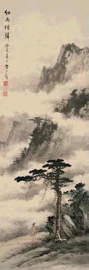 黄君璧 细雨僧归 镜心 设色纸本