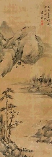 查士标 山水 立轴 绢本