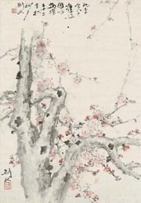 高剑父 梅花草书 镜心 设色纸本