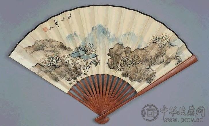 徐世昌 山水 扇面 设色纸本