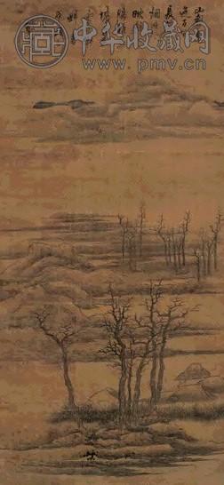 龚贤 山长斜晖图 镜片 绢本水墨