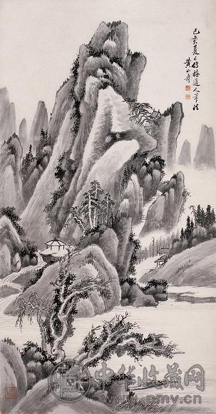 黄山寿 己亥(1899年)作 烟江叠嶂图 轴 水墨纸本