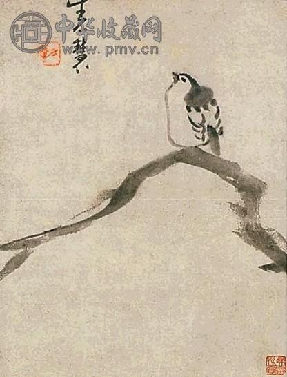 牛石慧 古木幽禽图 立轴 水墨纸本
