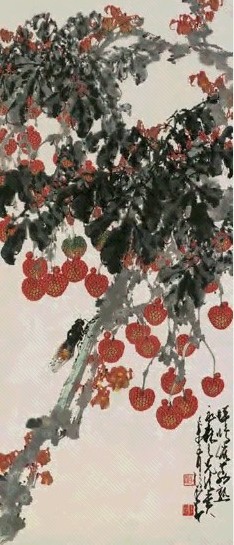 赵少昂 己未(1979年)作 鸣蝉荔枝图 镜心 设色纸本
