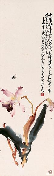 赵少昂 1952年作 香雪庄兰花 立轴 设色纸本