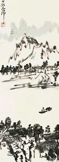 丁衍庸 山水 立轴 设色纸本