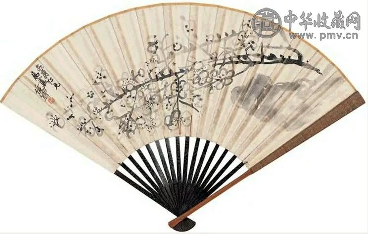 吴昌硕 梅花 扇面 水墨纸本