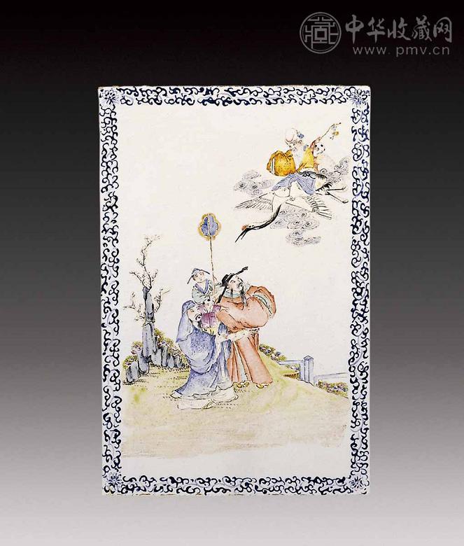 清光绪 粉彩人物瓷板