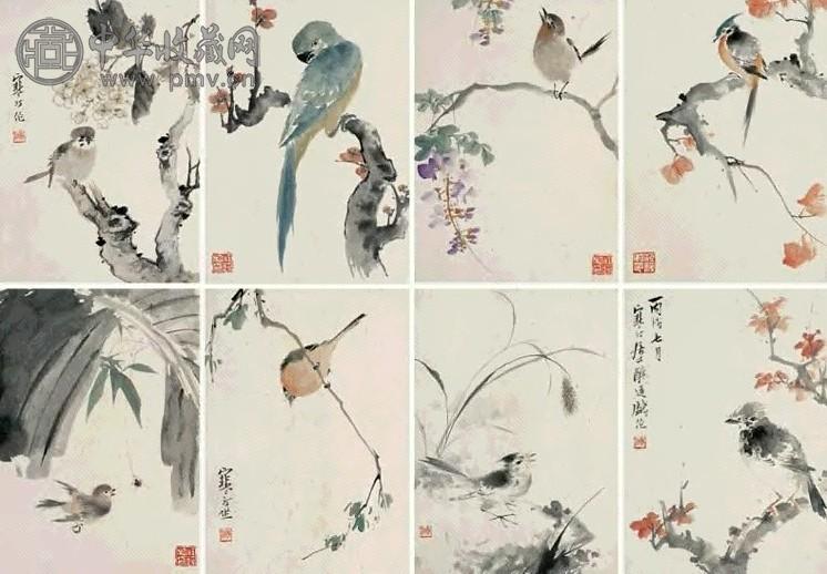 江寒汀 丙戌1946年作 花鸟图册 册页(8开) 设色纸本