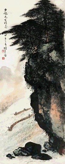 近现代 黎雄才 春江放筏图 镜心