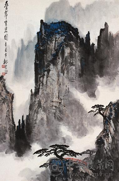 魏紫熙 1981年作 叠翠重峦图 立轴 设色纸本
