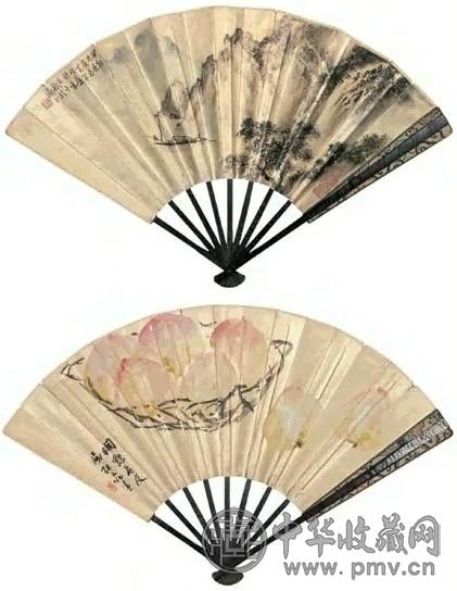 黄幻吾 江行图 扇面 设色纸本