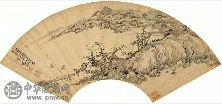 戴熙 丙申(1836年)作 山水 镜心 水墨金笺