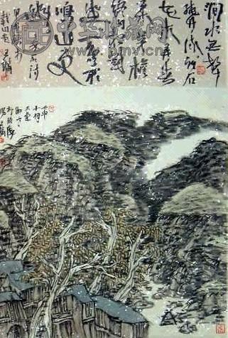 王镛 山水 立轴 设色纸本